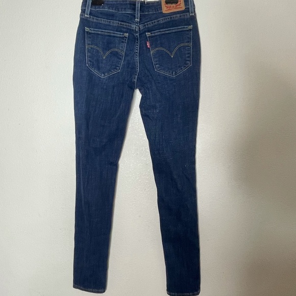 Levis 711 Skinny Ripped Distressed Stretch Blue Jeans Womens Size 26 - Picture 5 of 7